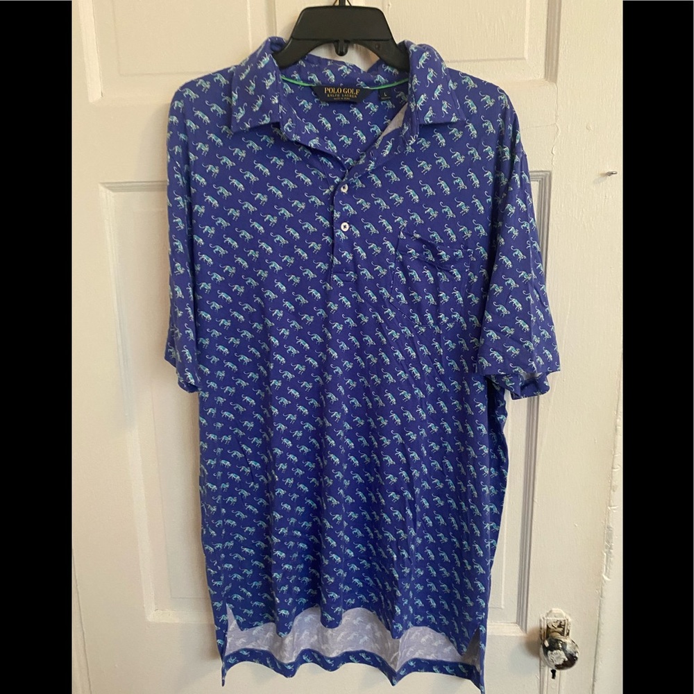 Men’s Polo Golf Ralph Lauren cotton polo shirt size L cheetah leopard print